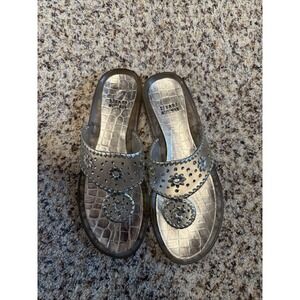 Stuart Weitzman Jelly Crystal Embellished Stud  Sandals  US 9